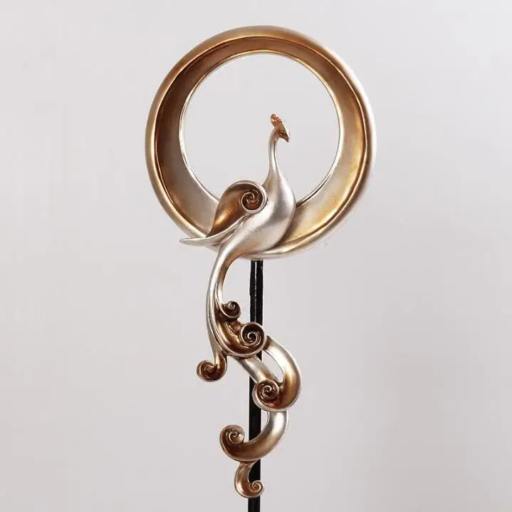 47 см высота Феникса смолаы фигурка Чистый золотой рисунком с Фениксом статуя