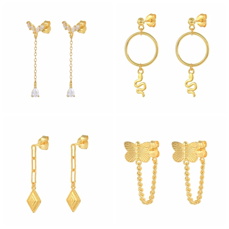 

Aide 925 Висячие серьги из серебра 925 пробы для женщин из циркона животное пирсинг Чиан, серьги, ювелирное изделие, Серьги Brincos, можно носить с ...