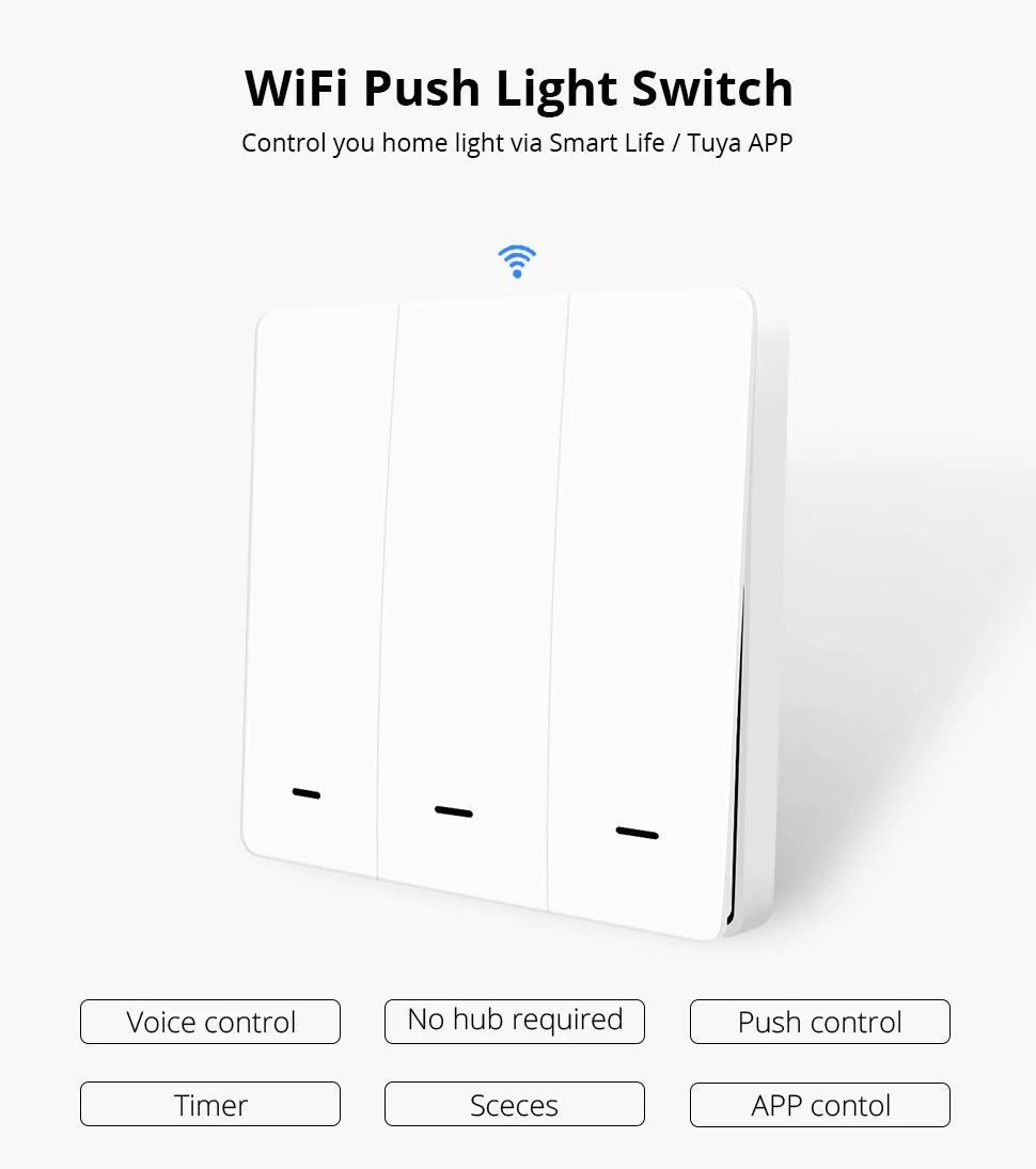 Zemismart WiFi Push Swicth Tuya умный контроль жизни один два три банды 110 В 220 В таймер управления