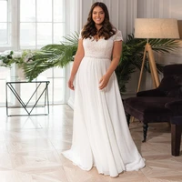 vestidos elegant wedding dresses chiffon appliques pleat v neck short sleeve lace up plus size a line bridal gowns