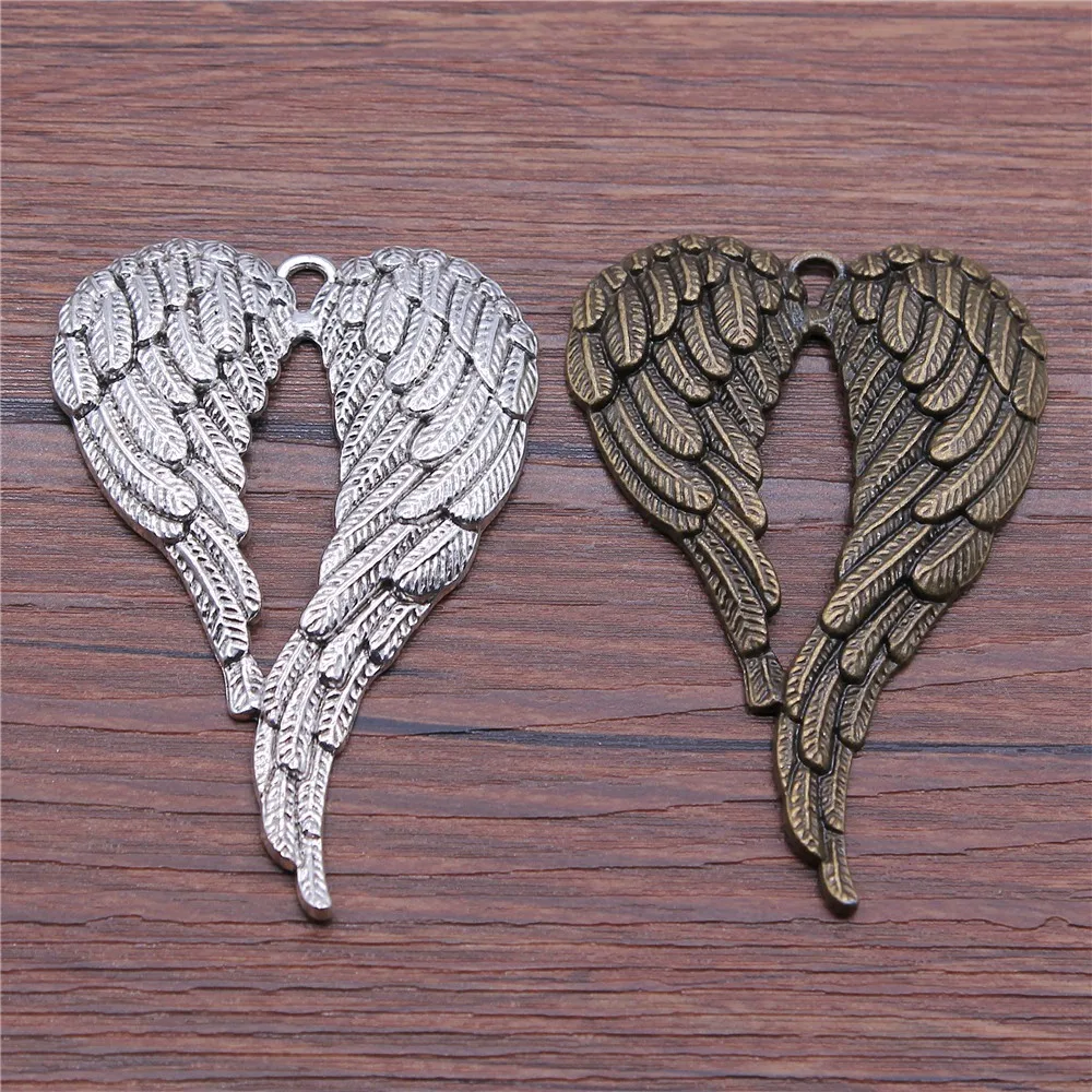 

4pcs 67x42mm Charms Big Angel Wings Antique Bronze Antique Silver Color Pendants Making DIY Handmade Finding Jewelry