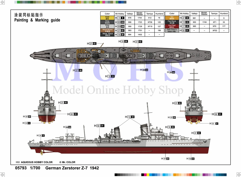 Trumpeter масштабный корабль 1/700 05793 немецкий Zerstorser Z-7 Сборная модель наборы модульный
