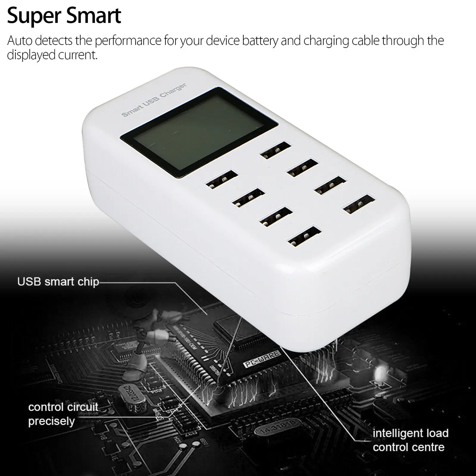 

8-Port Smart Multi USB AC Wall Charger Hub Smart Fast Wall Charging Station LCD#50