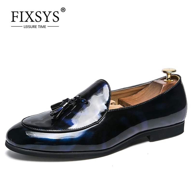 FIXSYS/Лидер продаж Мужские лоферы с кисточками из лакированной кожи оксфорды без