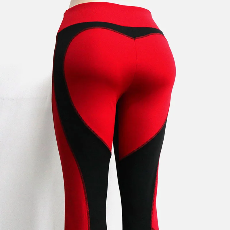 

Mallas con formas de corazon para mujer, Nuevo rojo de cintura alta de Color negro, estampado con combinacion de varias telas