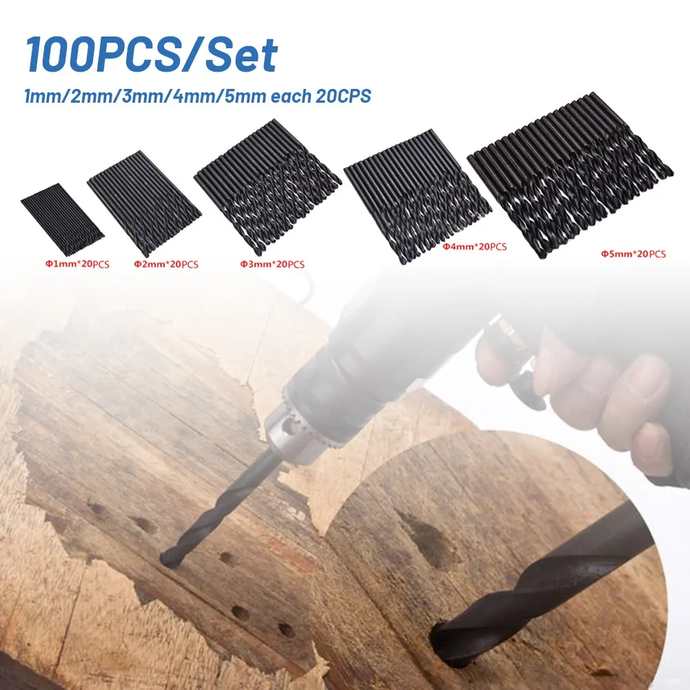 

100pc/set HSS Drill Bit Set Metric For Metal Wood Plastic Precision 1mm-5mm Tile Bits Glass Ceramic Concrete Hole Opener Alloy