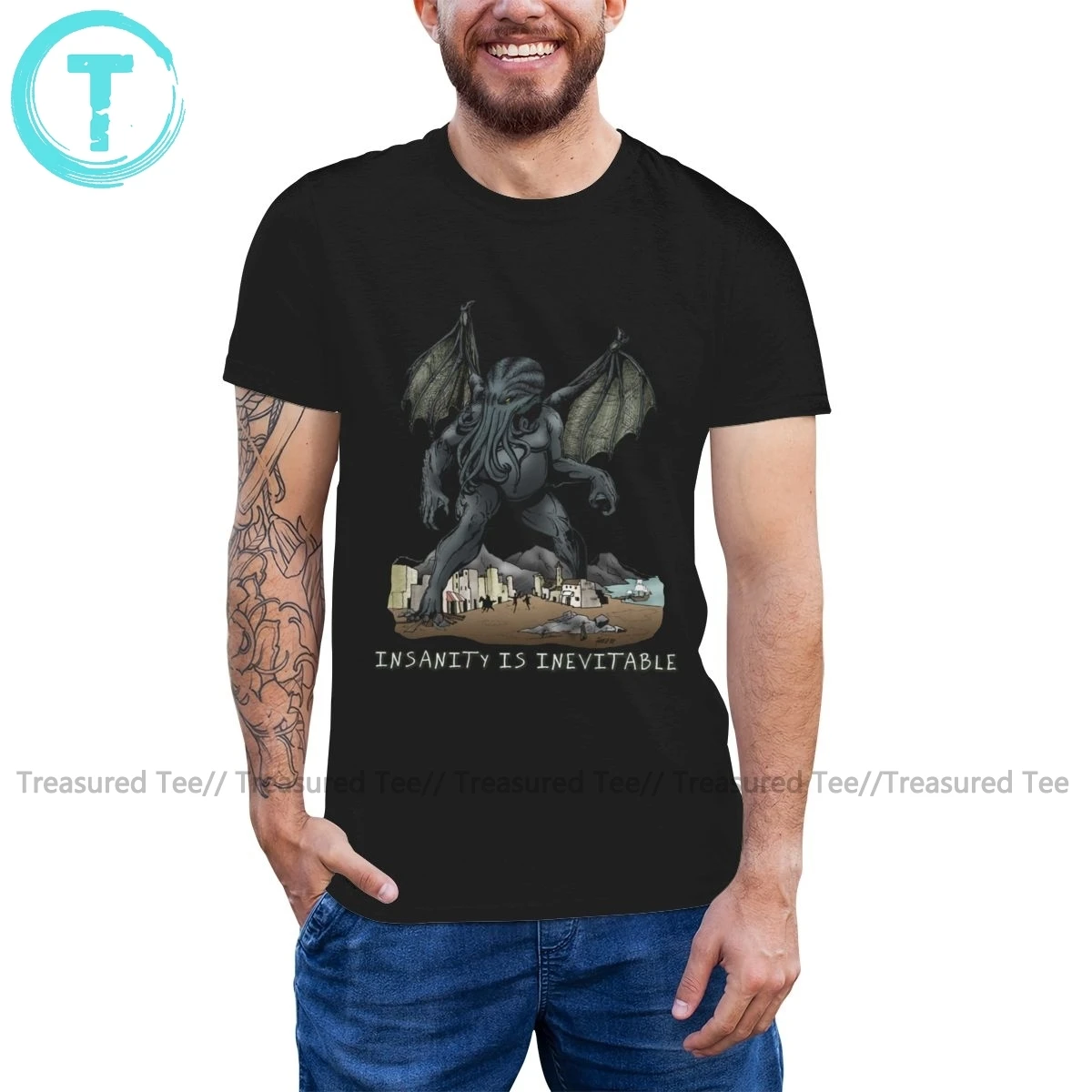 Футболка Cthulhu Темная футболка с надписью безумная вечность неизбежна Мужская