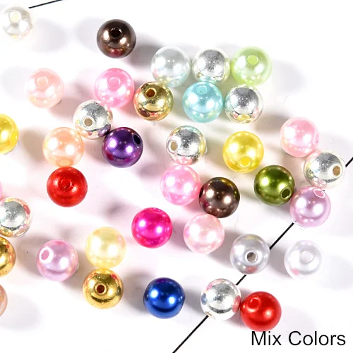 Mix Colors Много цветов ABS имитация жемчуга круглые бусины с дырочками DIY браслет серьги Подвески швейные бусы ожерелье Изготовление ювелирных изделий B3625 - Цвет: Mix Colors