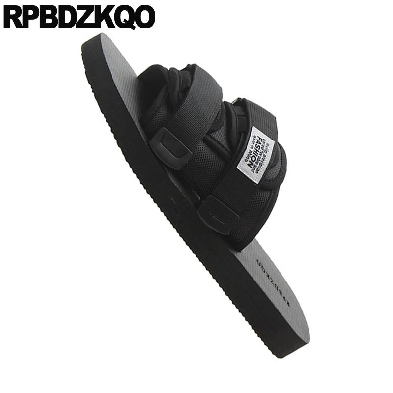 Сандалии мужские сетчатые без застежки пляжные шлепанцы плоская подошва