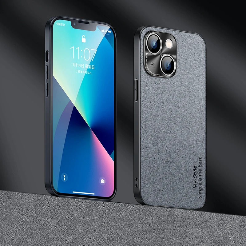 Genuine Suede Leather Phone Case For Apple iPhone 13 Pro Max 12 Matte Slim Anti-Fingerprint Warm Soft Camera Armor Back Cover