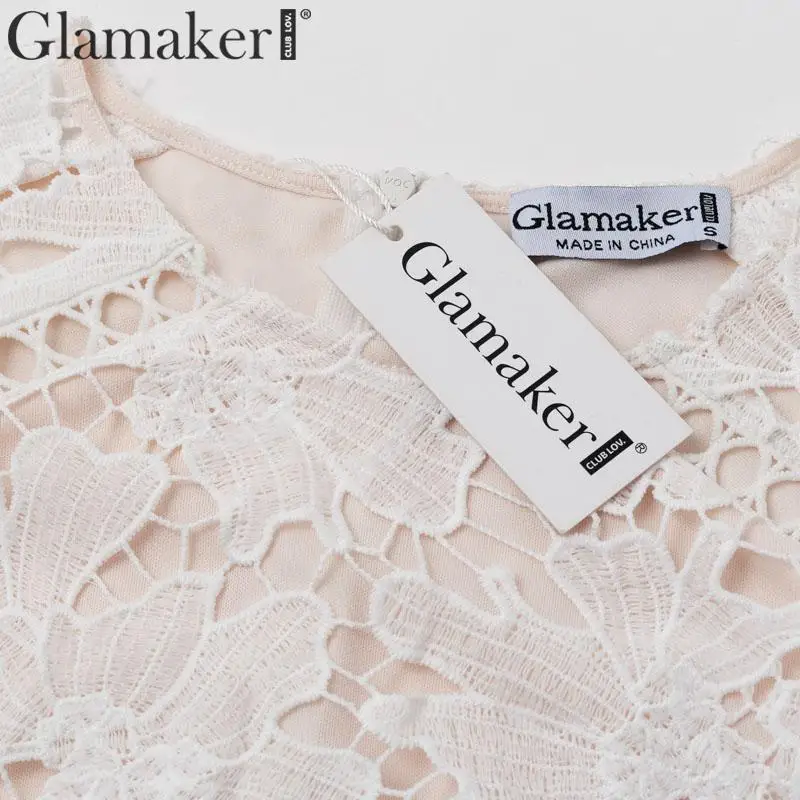Glamaker, сексуальное белое короткое Кружевное Вечернее Платье, женское осеннее платье трапециевидной формы с цветочным рисунком, элегантные различные модели для девочек