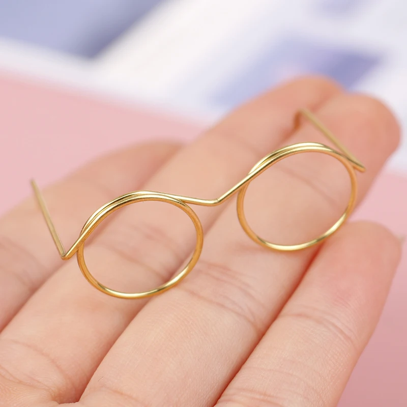 10 шт./упак. мини Модная Золотая круглая оправа для очков без оправы кукол