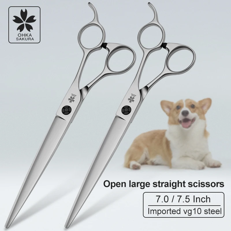 Professional large cut pet straight scissors for pet shop 7.5-inch imported vg10 hairdressing scissors for pet beautician