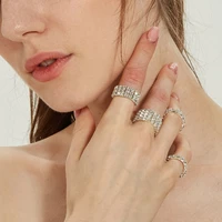 2021 best selling fashion style elastic 1 4 row silver tone crystal rhinestone finger ring toe ring bridal jewelry