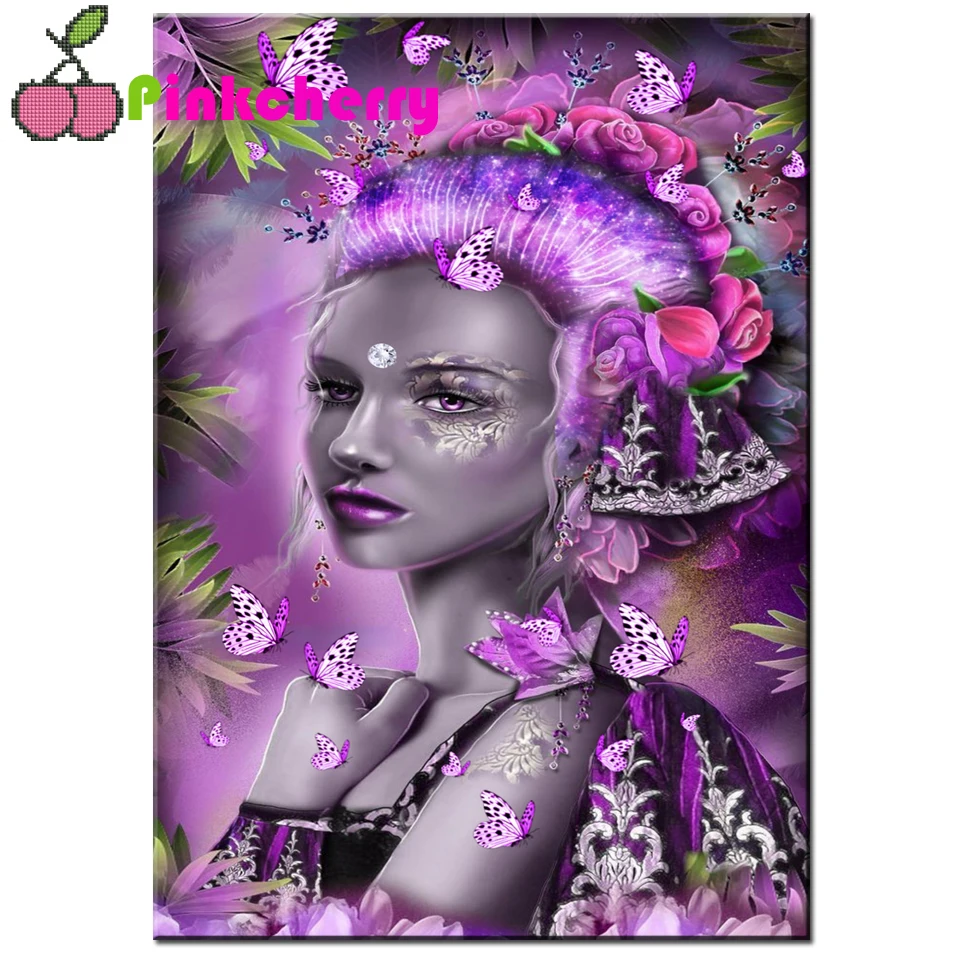 Красивая Фантазия цветок бабочка женщина Искусство, 5d diy Полная квадратная дрель алмазная живопись вышивка крестиком Мозаика вышивка k643