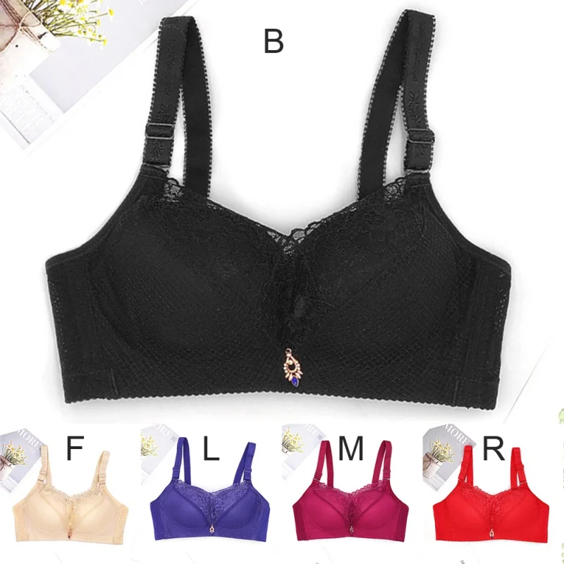 

Women Gathered Adjustable Bra Lingerie Sexy Lace Push Up Bras Solid Color Ladies Underwear T