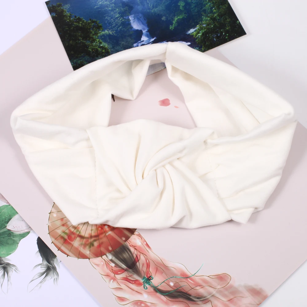 Женская Мягкая однотонная повязка для волос высококачественный головной убор с