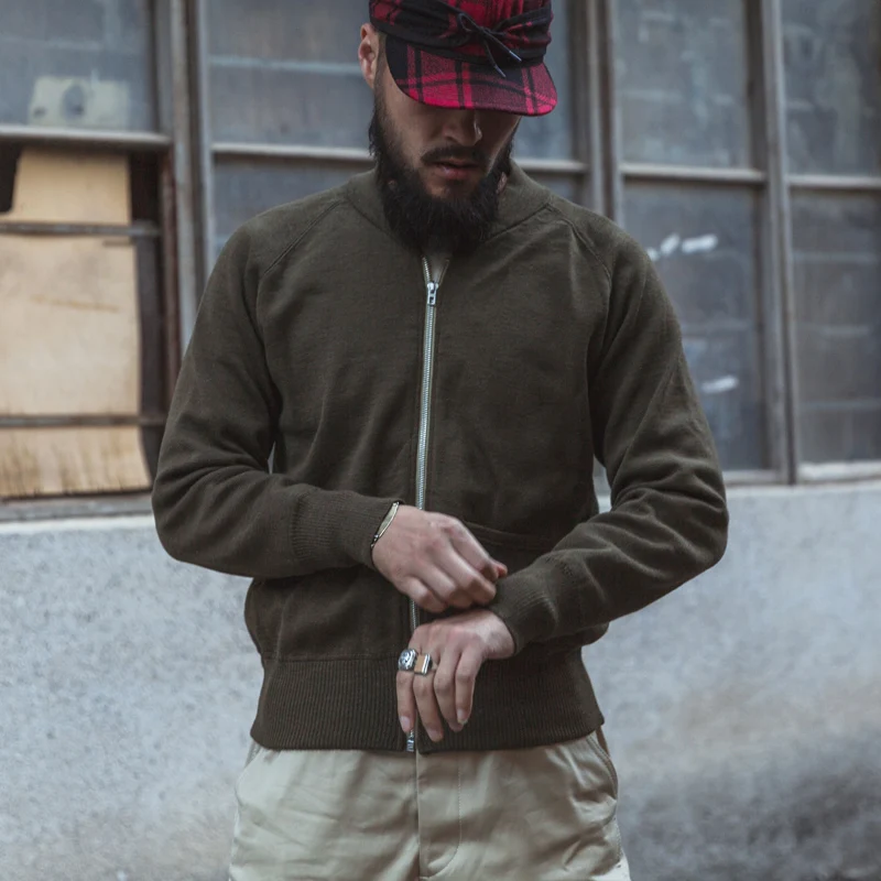 

Новинка Осень-зима мужской шерстяной вязаный кардиган реглан на молнии повседневный теплый свитер куртка