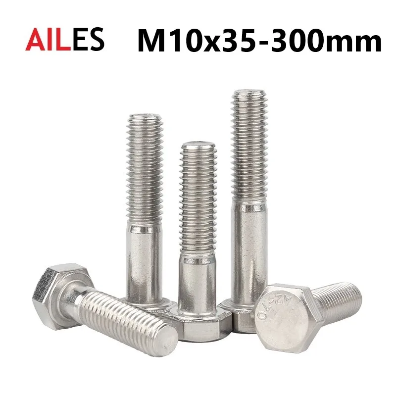 

M10 External Hexagon Head Screws with Half Thread 10mm x 35 100 130 140 240 300 mm Half Tooth Hexagon Bolt 304 Stainless Steel