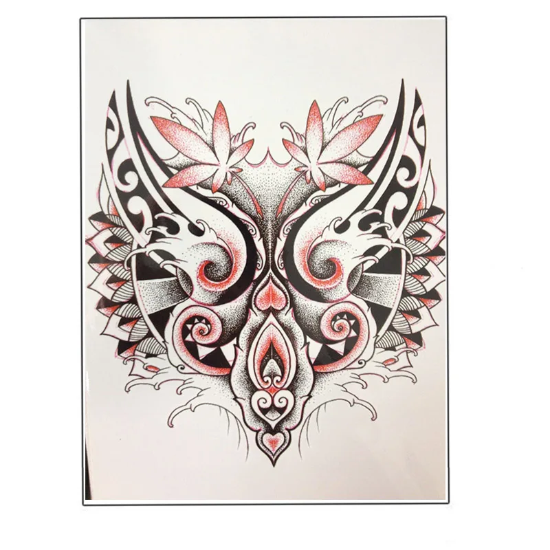 Водостойкие временные тату-наклейки с павлином и цветком 21 х15 см | Красота