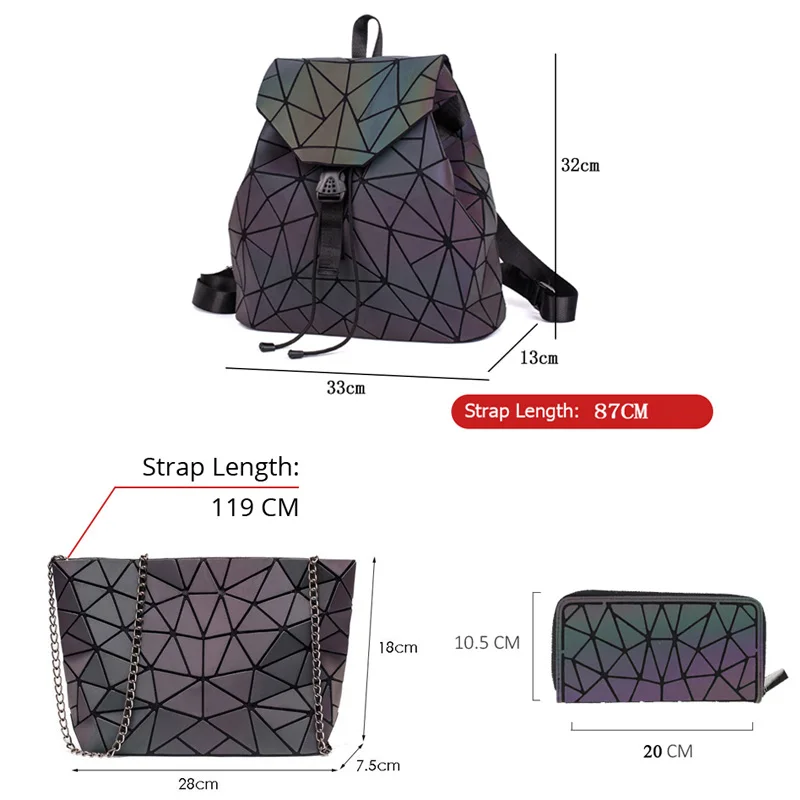 Женский рюкзак школьная складная сумка через плечо для женщин Набор сумок из 3