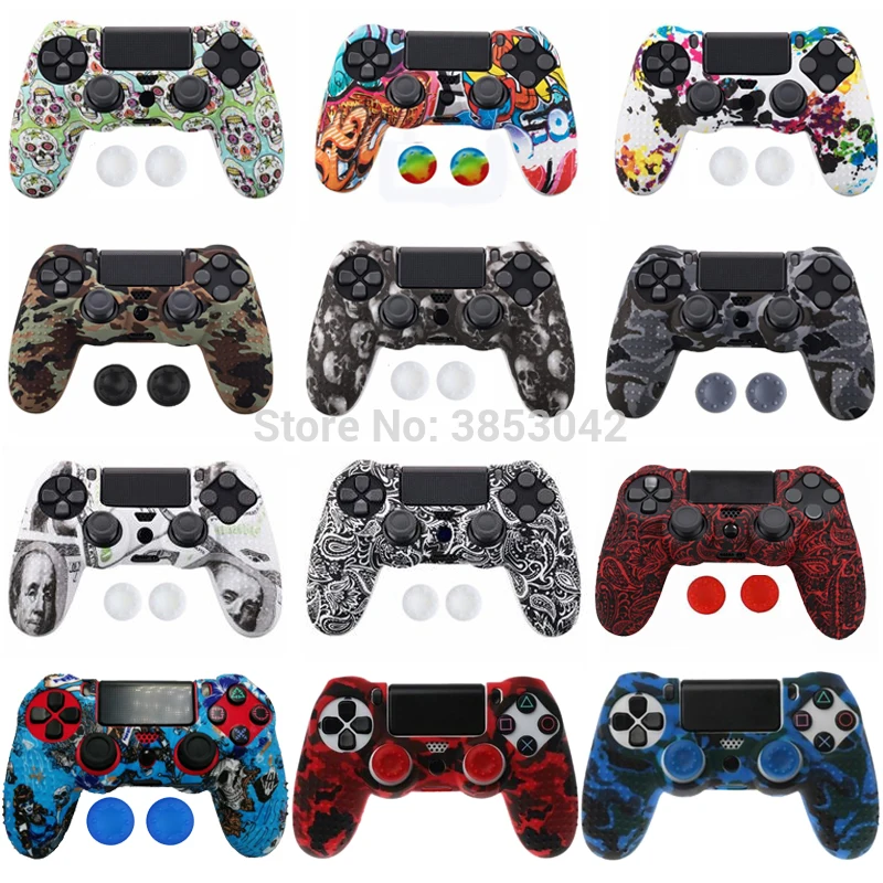 Анти-скольжения силиконовый чехол кожи чехол для sony PlayStation Dualshock 4 PS4 Pro Slim контроллер+ 2 Стик Захваты крышки