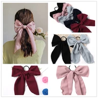 new chiffon bow scrunchie women girls elastic rubber bands bowknot tie hair ring rope large bows for ponytail hair holder
