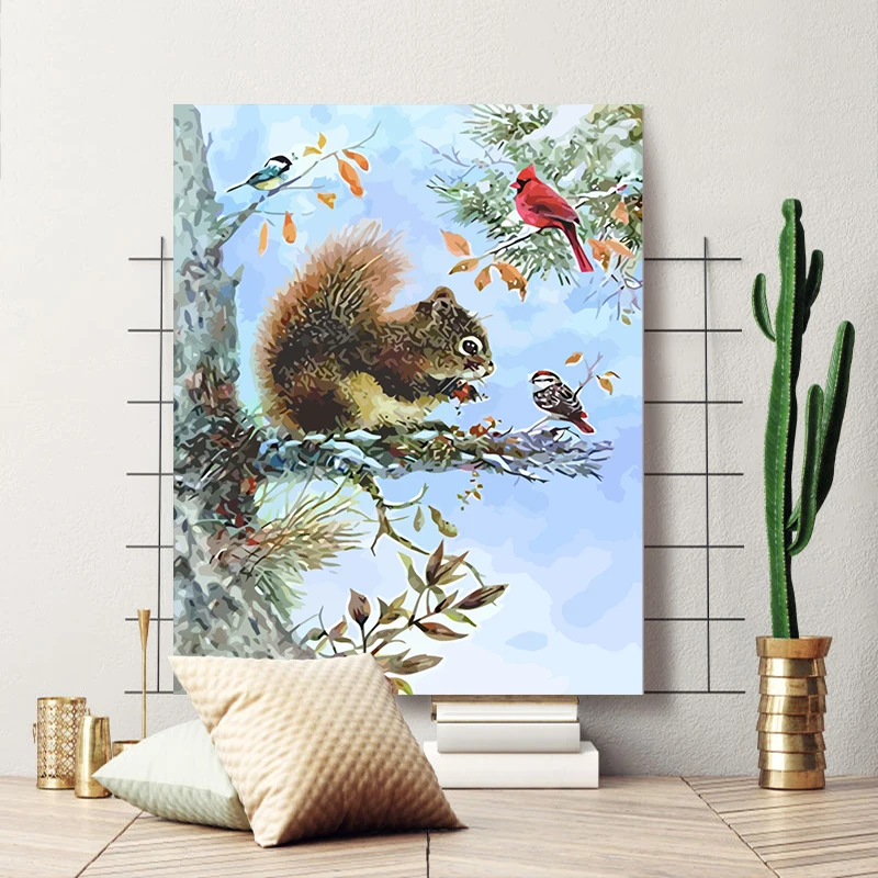 Животное собака кошка живопись по номерам животные белка реалистичные картины