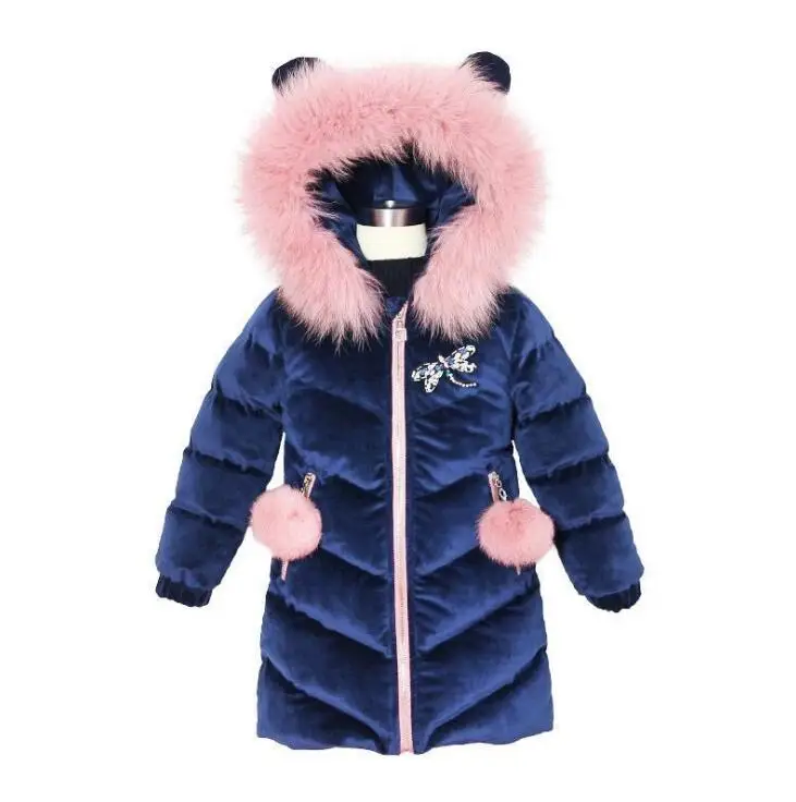 

Модное Новое теплое зимнее пальто для девочек от 3 до 12 лет модная детская куртка с капюшоном и искусственным мехом, пальто для девочек, верх...