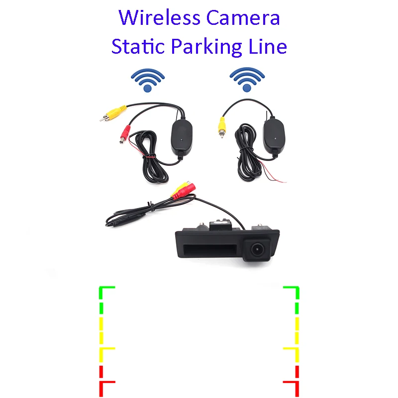 Wireless Static Проводной/беспроводной автомобильный багажник ручка Парковка заднего вида резервная камера чехол для Audi/VW/Passat/Tiguan/Golf/Touran/Jetta/Sharan/Touar - Название цвета: Wireless Static