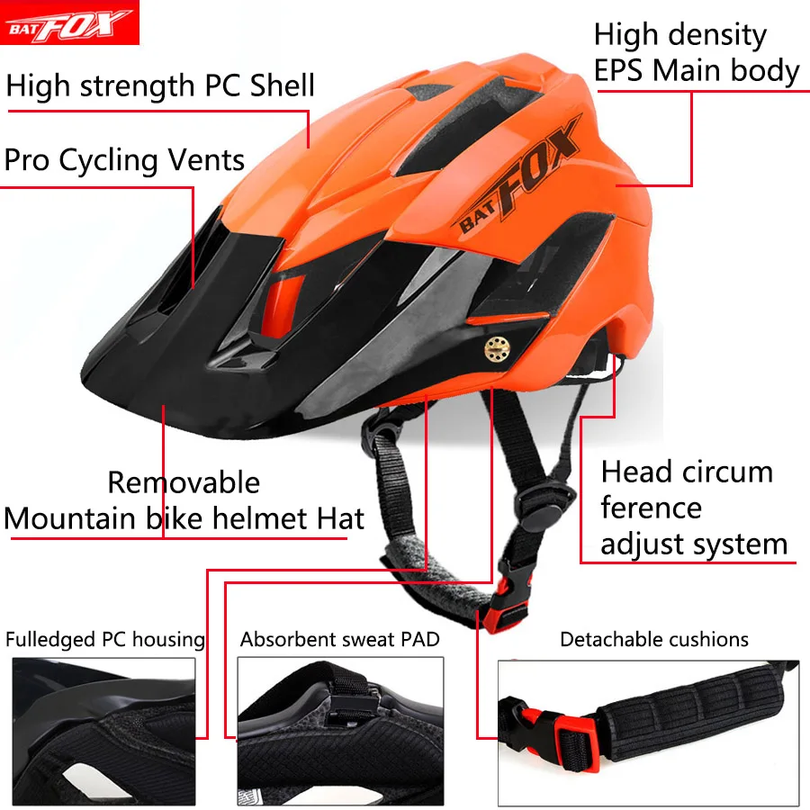 BATFOX велосипедный шлем MTB дорожный Женский Мужской интегрально литый сверхлегкий