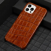 genuine leather brick grain phone case for apple iphone 12 pro max 12mini 11 pro max x xr xs crocodile texture armor back cover