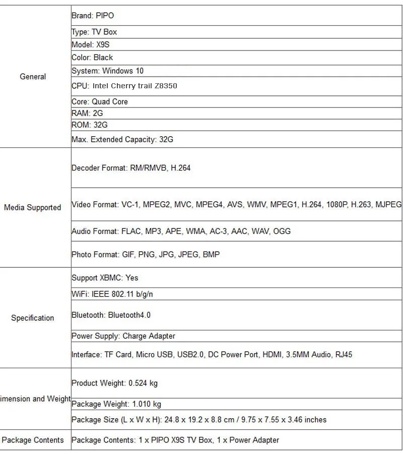 Pipo X9S Win 10 Мини ПК Intel Cherry trail Z8300 Четырехъядерный 4G/64G 2G/32G Smart tv Box 8,9 1920*1080P сенсорный экран планшет