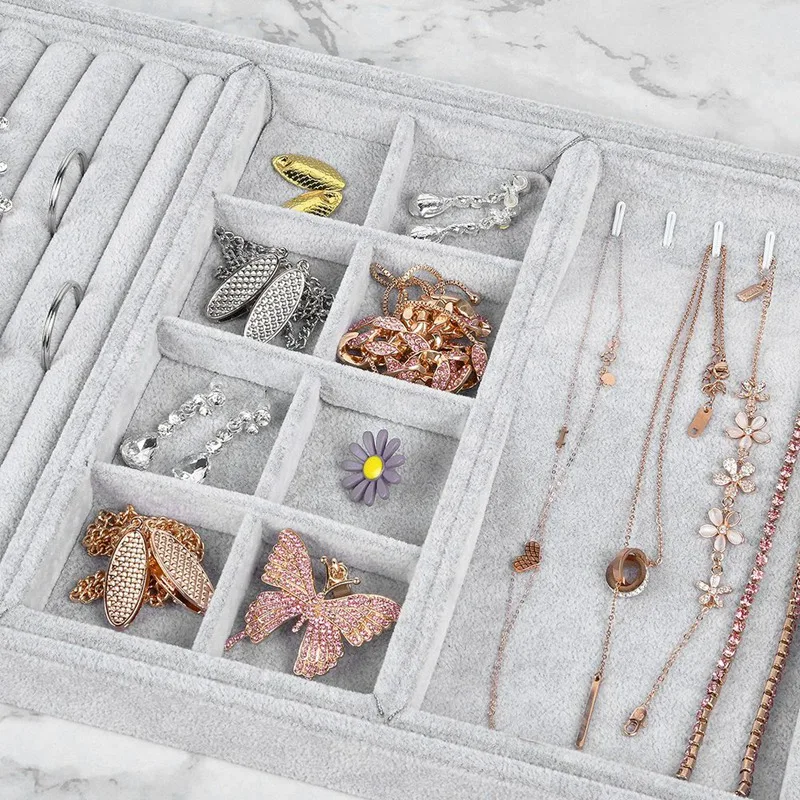 

Jewelry Tray Organizer, Earring Necklace Bracelet Ring Display Showcase Holder,As A Gift for Girls Women(4 in One)