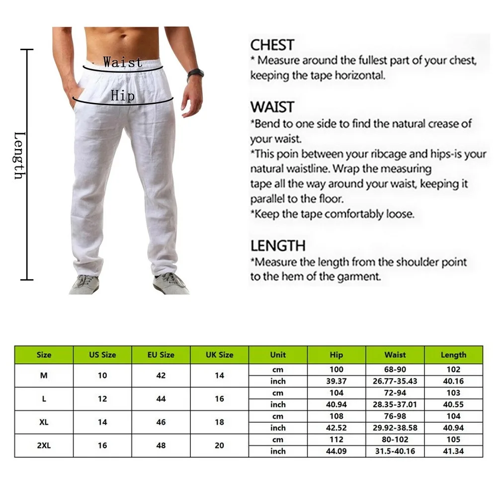 

2021 New Men's Cotton Linen Pants Male Summer Breathable Solid Color Linen Trousers Fitness Streetwear M-3XL