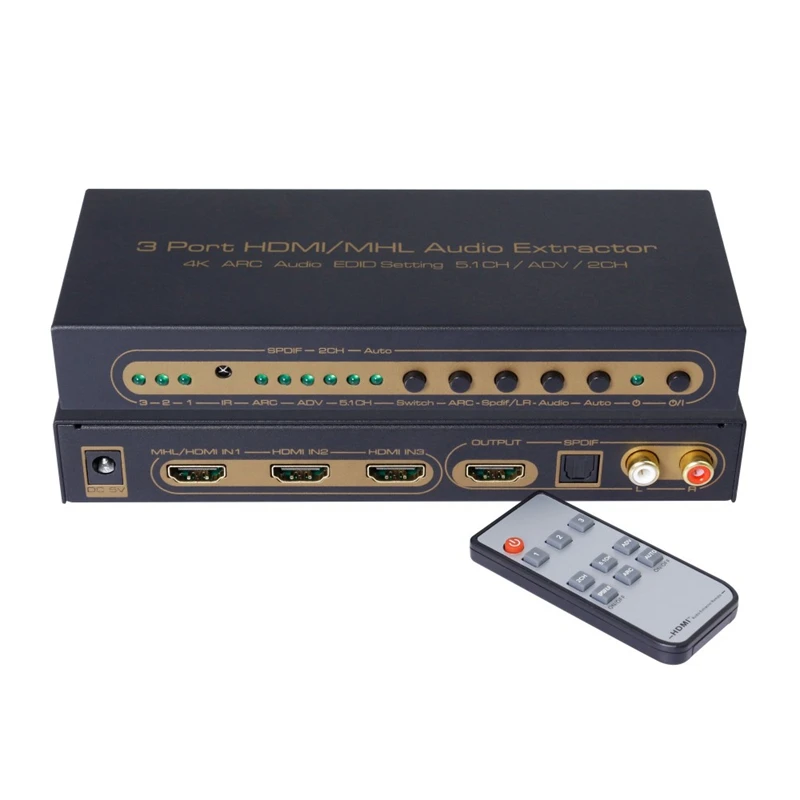 Выключатель HDMI Unnlink 3X1 UHD 4K @ 30 Гц 3-в-1 аудиовыключатель HIFI 5 1 SPDIF Toslink оптический 2RCA ARC