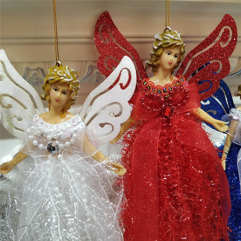 Рождественские украшения для дома рождественские перья кукла ангела подвесные