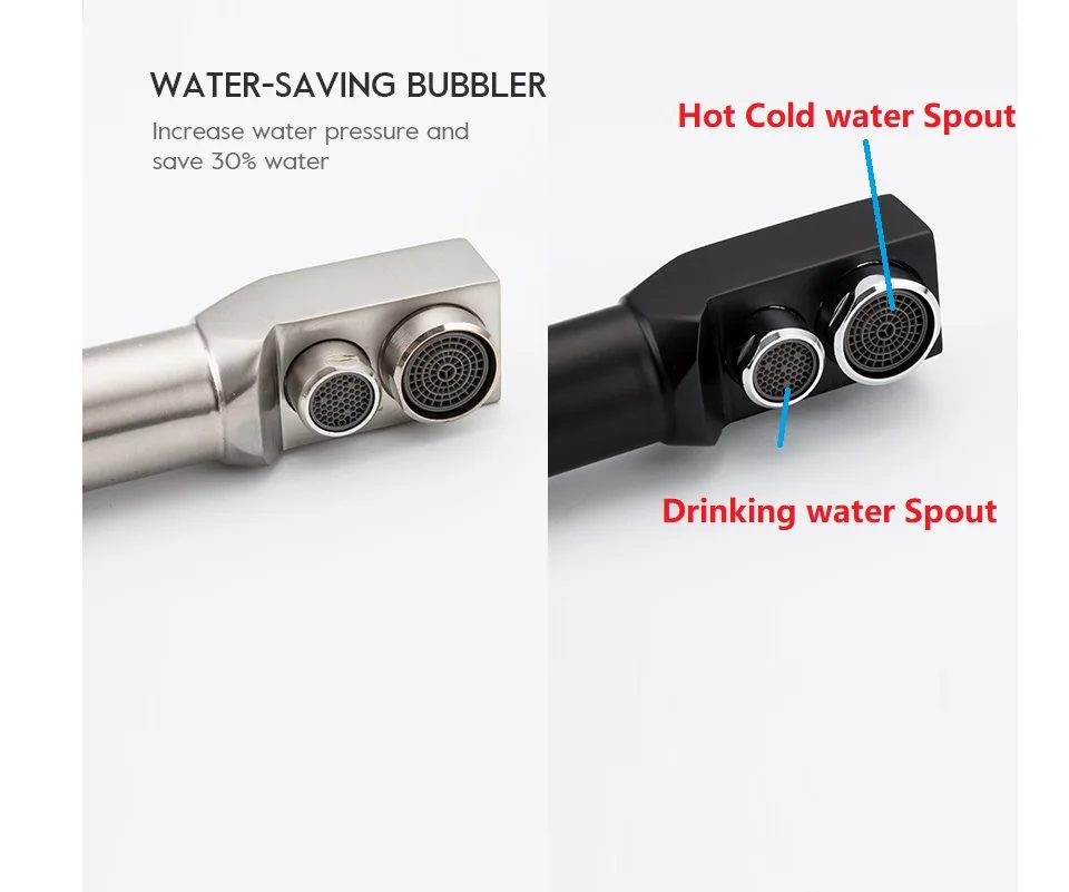 Filter Kitchen Faucet Drinking Water Single Hole Black Hot and cold Pure Sinks Deck Mounted Mixer Tap |