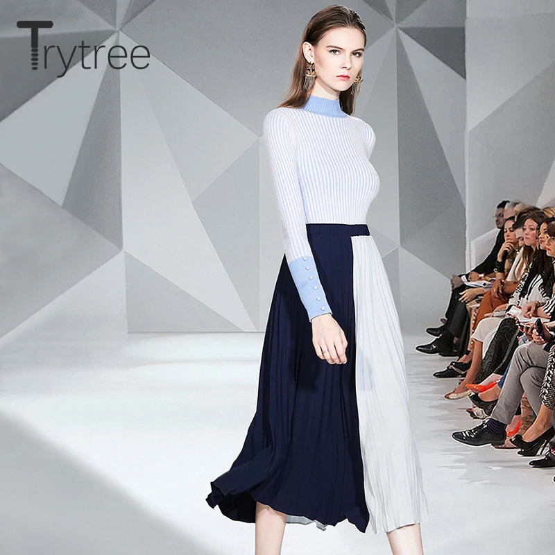 Осенне-зимний женский повседневный комплект из двух предметов Trytree топ с высоким