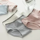 Новое Женское хлопковое нижнее белье, сексуальные однотонные трусики, модные удобные трусы с принтом, бесшовные трусы со средней талией, нижнее белье