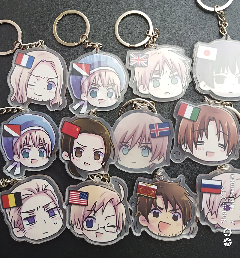 12 шт./компл. Брелоки для ключей Axis Powers Hetalia The World мерцание Великобритания США Китай