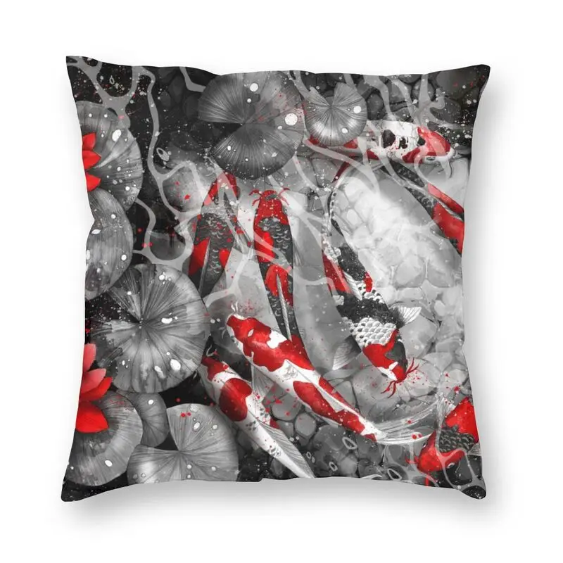 

Custom Koi Fish Lotus Flower Square Throw Pillow Case Decoration 3D Double Side Print Lucky Carp Cushion Cover for Car