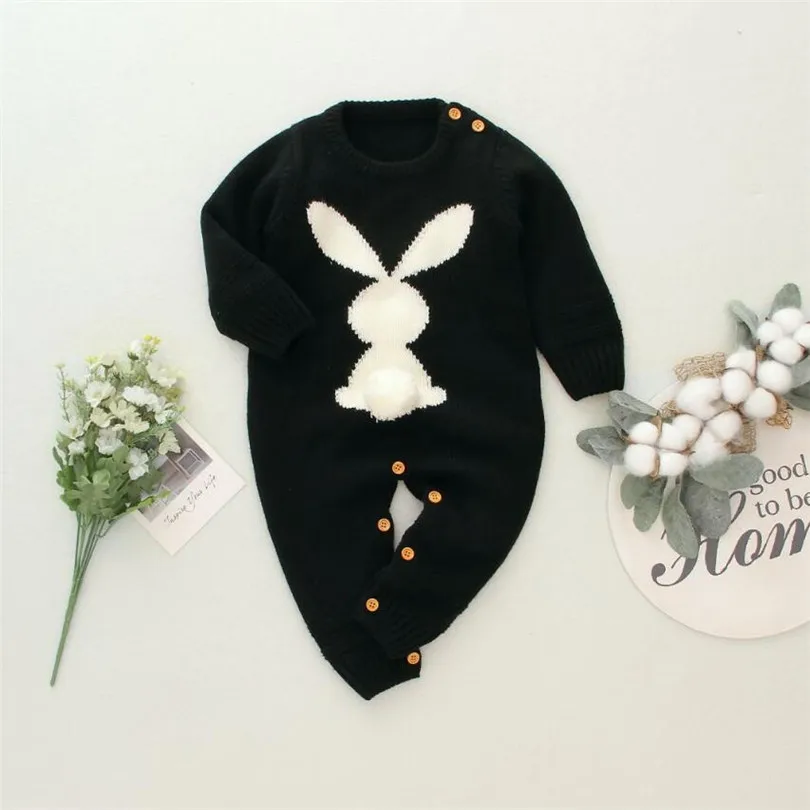 Knitted Baby Romper Girl Autumn Winter Newborn Baby Clothes Rabbit Animal Cotton Baby Boy Romper Infant Baby Jumpsuit For Boy
