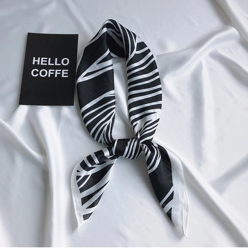 

2021 Summer Luxury Brand Fashion Kerchief Silk Satin Neck Scarf For Women Print Hijab Scarfs Female 70*70cm Square Shawls and Wr