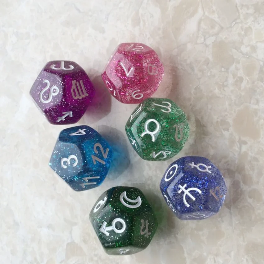 

3Pcs/Set 12-Sided Dice Astrology Tarot Card Multifaceted Constellation Divination Dice Leisure Entertainment Toys Party Game
