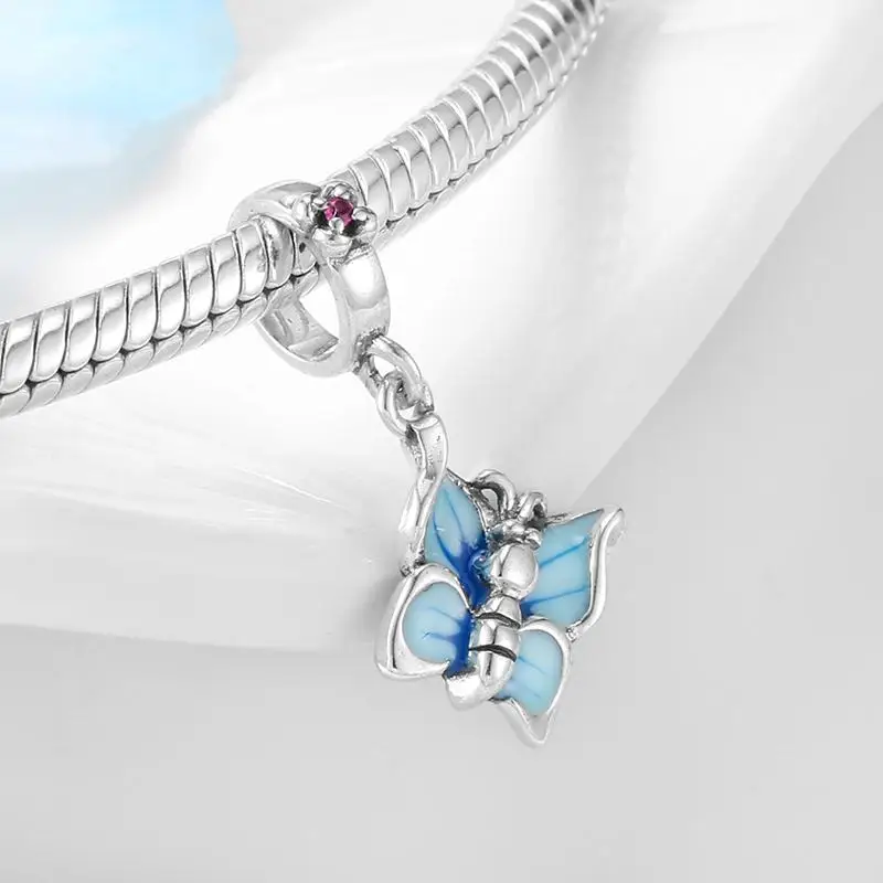 Шарм-подвеска Летающая бабочка из серебра 925 пробы 7 цветов | Украшения и