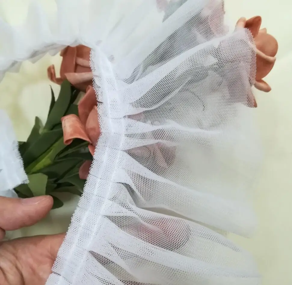 Плиссированная сетчатая кружевная ткань 1 ярд 9 см для рукоделия шитье гипюр