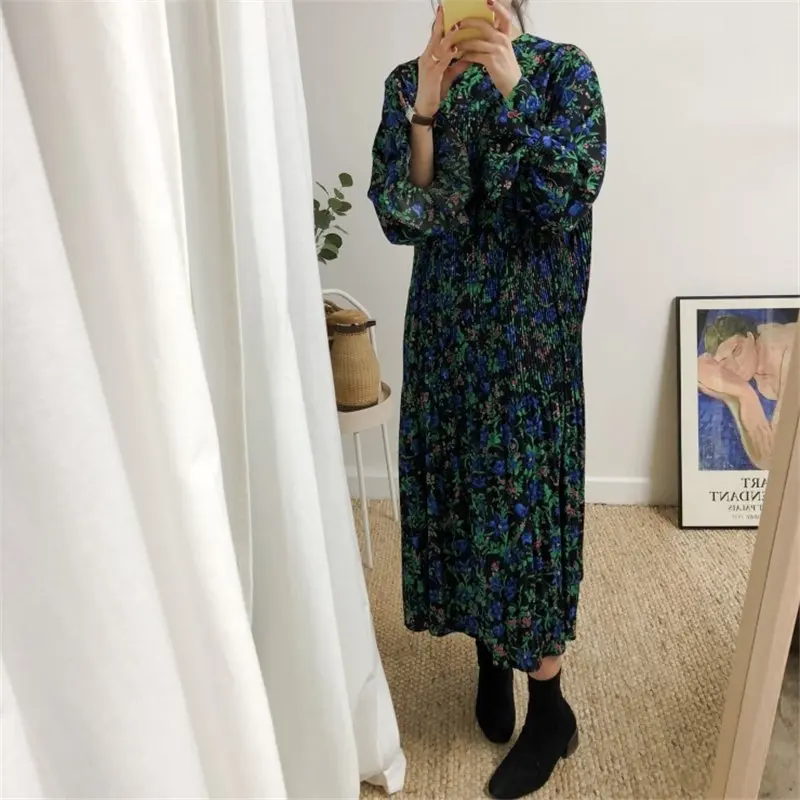 Женское плиссированное платье Alien Kitty элегантное зеленое Стильное повседневное