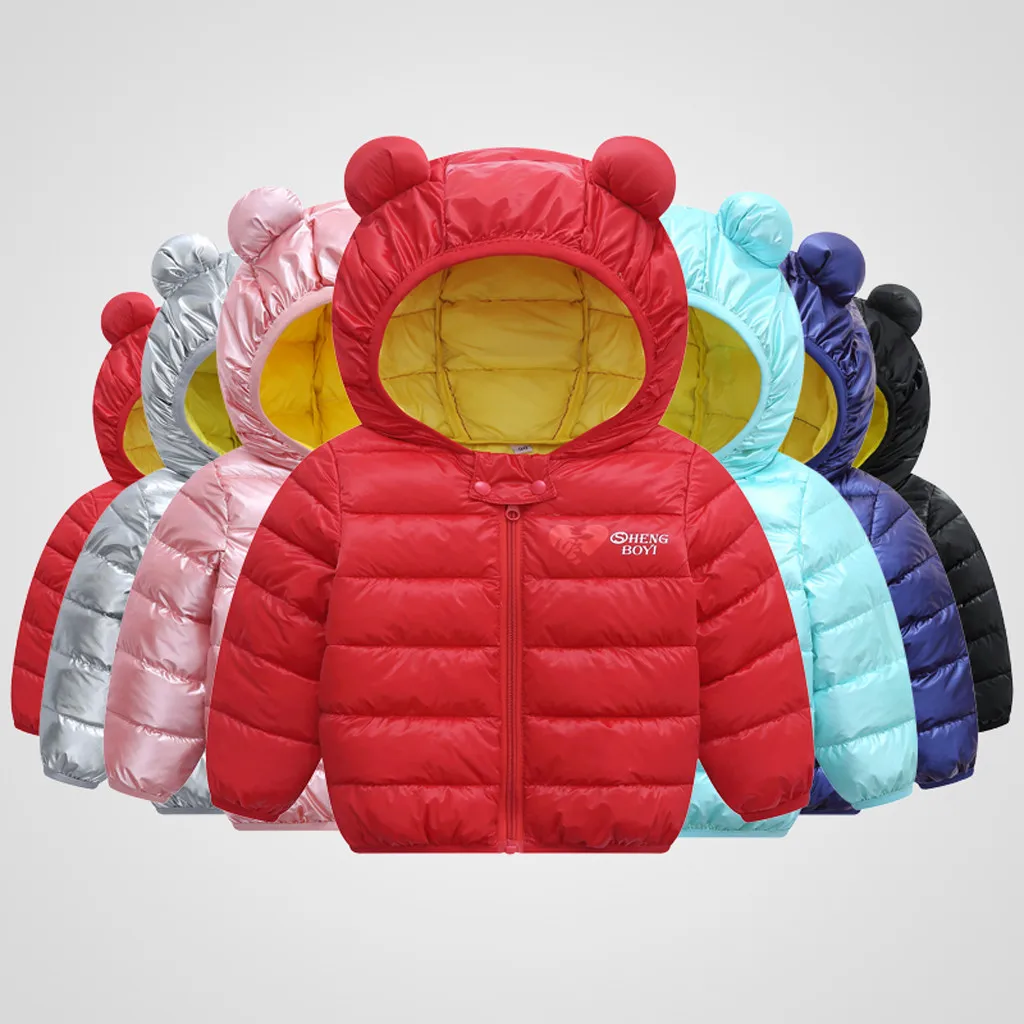 Зимний пуховик для маленьких мальчиков и девочек ветрозащитное пальто с