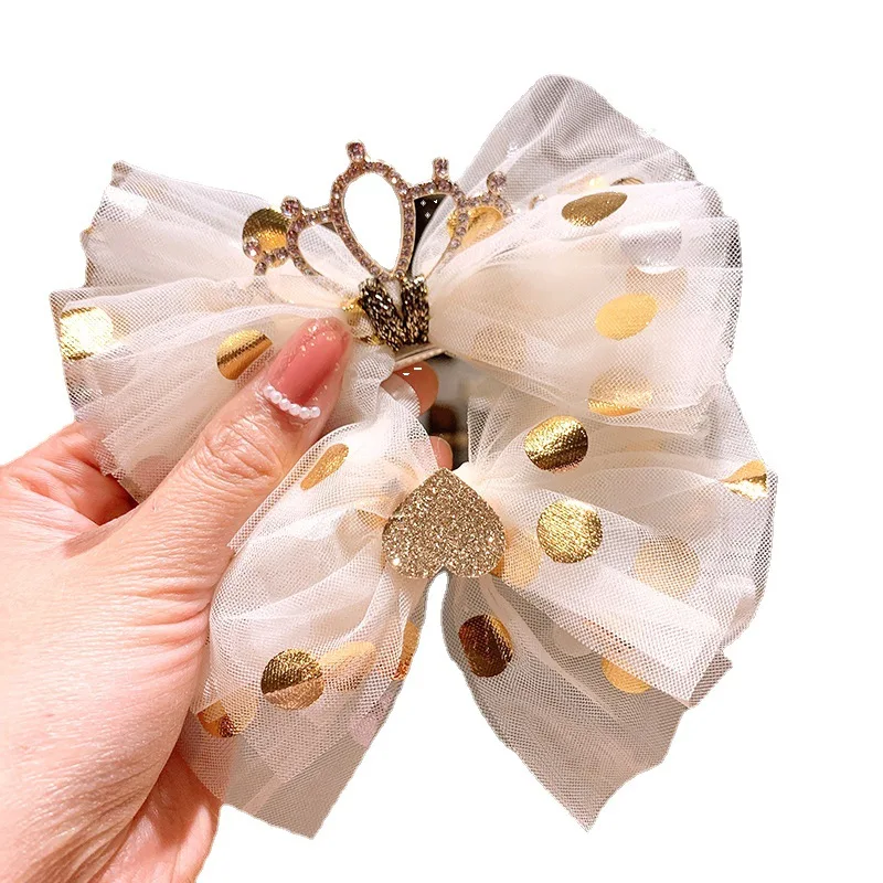 

Fashion Dot Mesh Hair Bows Soft Girls Heart Sweet Hair Clips Crown Princess Hairpin Hairgrips Barrettes Kids Hair Accessories